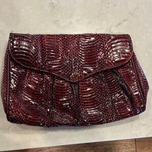 J.Renee Glossy Burgundy Clutch
